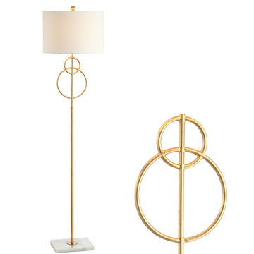 Haines 60" Modern Circle Marble/Metal LED Floor Lamp - JONATHAN Y